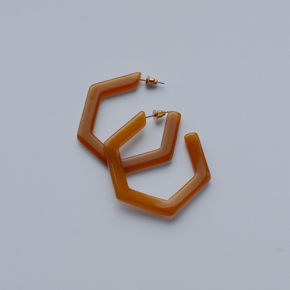 LAST2 UO Style Resin Squared Post Hoop Earrings - Picture 5 of 8